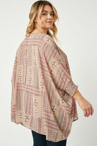 HY2513 Mauve Hankerchief Print Smocked Cuff Dolman Top Detail