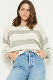 HY2530 Mauve Womens Striped Loose Knit Summer Sweater GIF