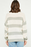 HY2530 MAUVE Womens Striped Loose Knit Summer Sweater Pose