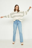HY2530 MAUVE Womens Striped Loose Knit Summer Sweater Detail
