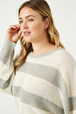 HY2530W Blue Plus Striped Loose Knit Summer Sweater Gif