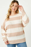 HY2530 MAUVE Womens Striped Loose Knit Summer Sweater Back