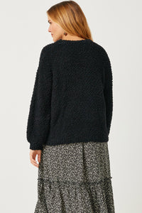 HY2741 Kelly Green Womens Popcorn Knit Pullover Sweater Gif