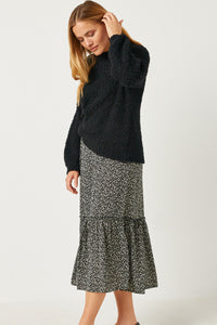 HY2741 Kelly Green Womens Popcorn Knit Pullover Sweater Detail