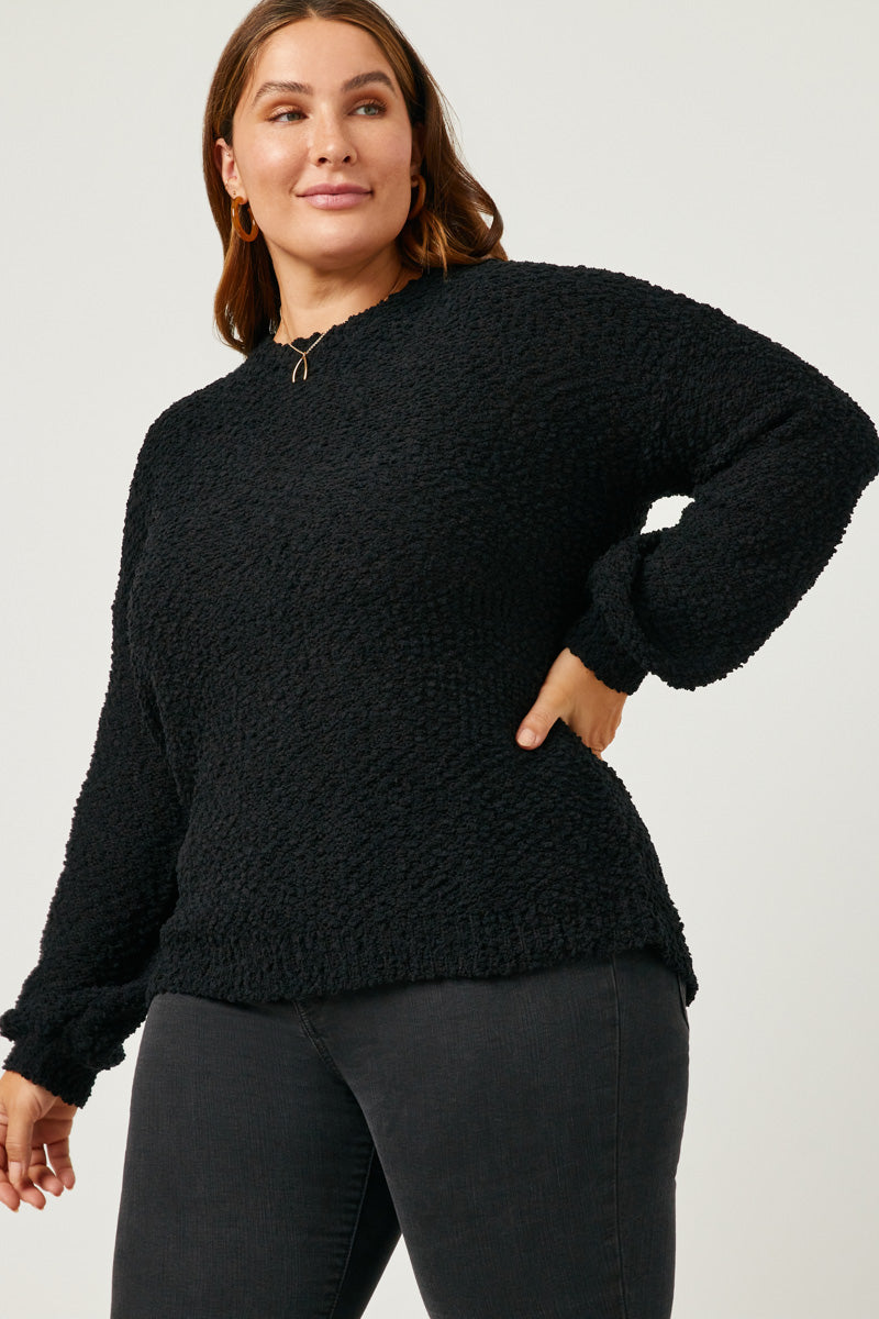 Popcorn Knit Pullover Sweater