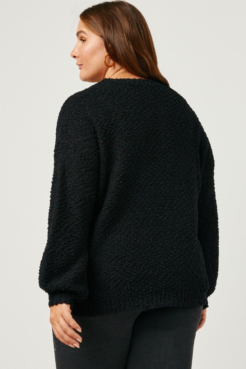 Popcorn Knit Pullover Sweater