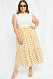 HY2798 Blue Womens Checkered Ruffle Tiered Skirt Back