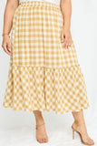 Checkered Ruffle Tiered Skirt