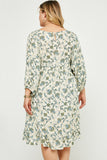 HY2823 Ivory Womens Balloon Sleeve Ruffle Hem Tunic Dress Front