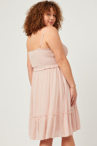 HY2880 LIGHT BLUE Womens Smocked Bodice Ruffle Detailed Dress Back