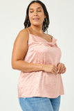 HY2888 PINK Womens Leopard Satin Cowl Cami Side