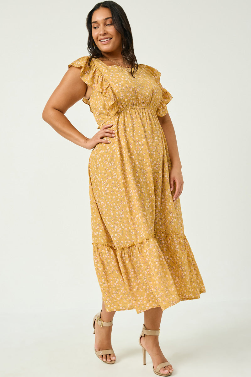 Button Back Ruffled Square Neck Tank Dress