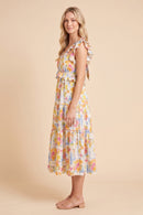 Ruffle Detail Ribbon Back Floral Tank Dress
