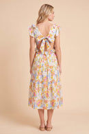 Ruffle Detail Ribbon Back Floral Tank Dress