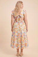 Ruffle Detail Ribbon Back Floral Tank Dress