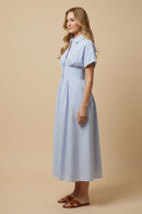 Button Down Pintucked Waist Dress
