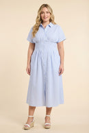 Button Down Pintucked Waist Dress