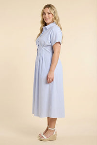 Button Down Pintucked Waist Dress