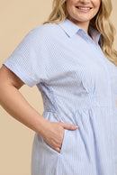 Button Down Pintucked Waist Dress