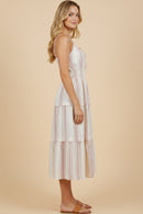 Embroidered Smocked Waist Sleeveless Dress