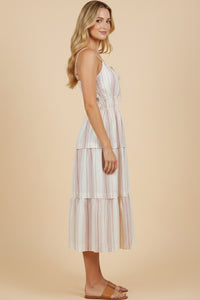 Embroidered Smocked Waist Sleeveless Dress
