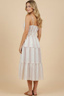 Embroidered Smocked Waist Sleeveless Dress