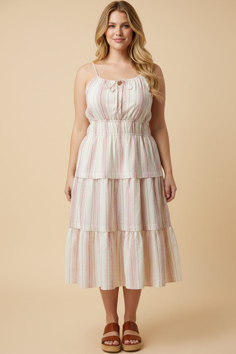Embroidered Smocked Waist Sleeveless Dress