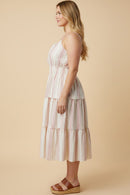 Embroidered Smocked Waist Sleeveless Dress