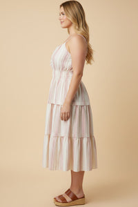 Embroidered Smocked Waist Sleeveless Dress