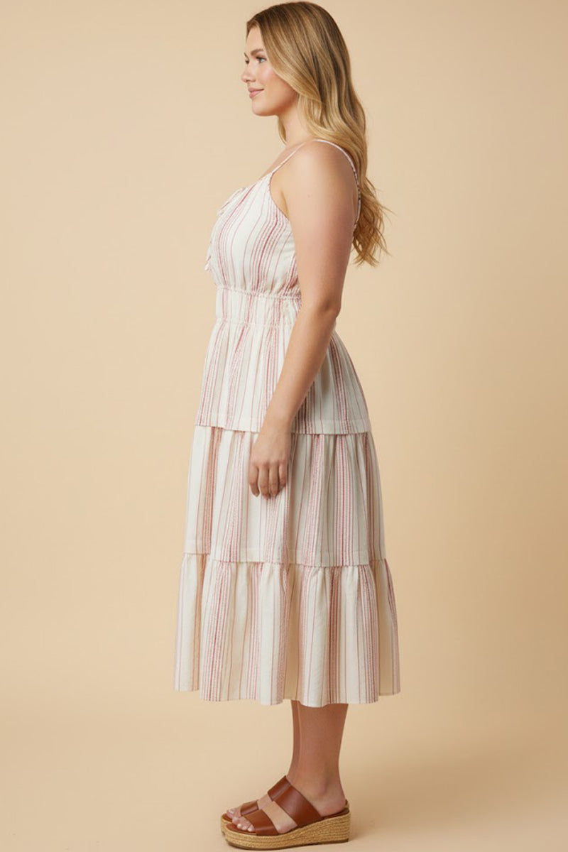 Embroidered Smocked Waist Sleeveless Dress