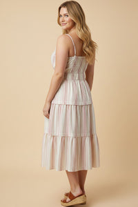 Embroidered Smocked Waist Sleeveless Dress