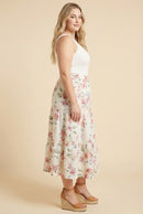 Floral Printed Crochet Eyelet Skirt
