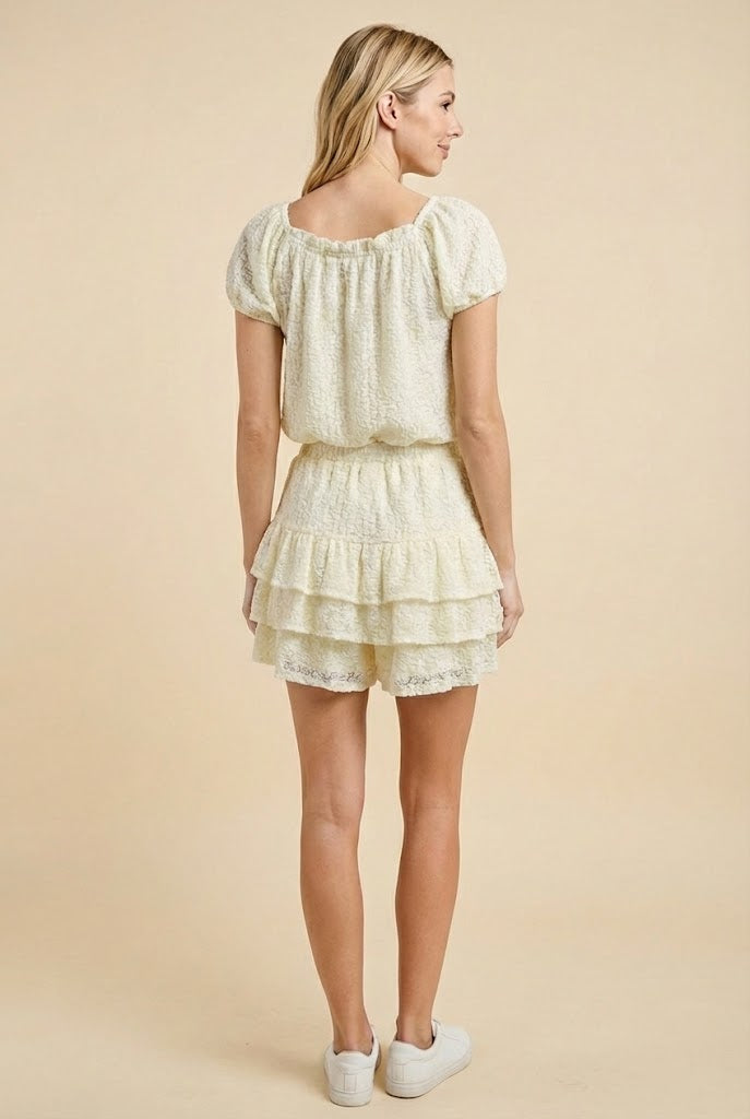 Lace Tiered Smocked Waist Shorts