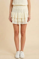 Lace Tiered Smocked Waist Shorts