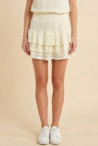 Lace Tiered Smocked Waist Shorts