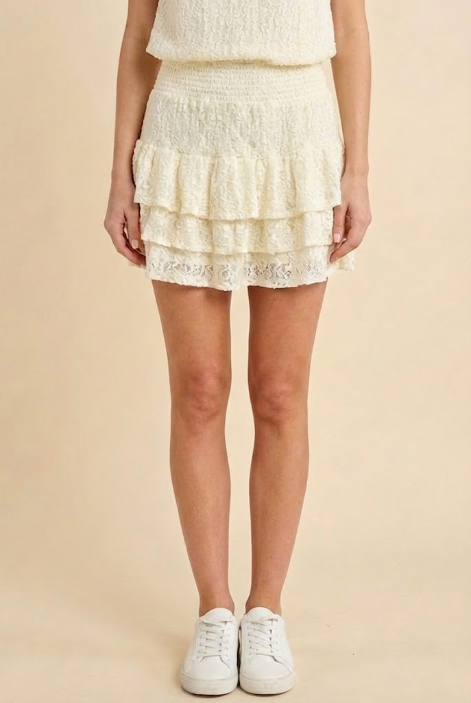 Lace Tiered Smocked Waist Shorts