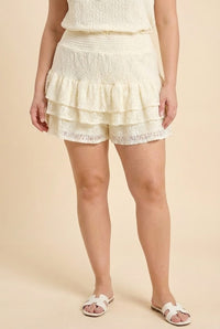 Lace Tiered Smocked Waist Shorts