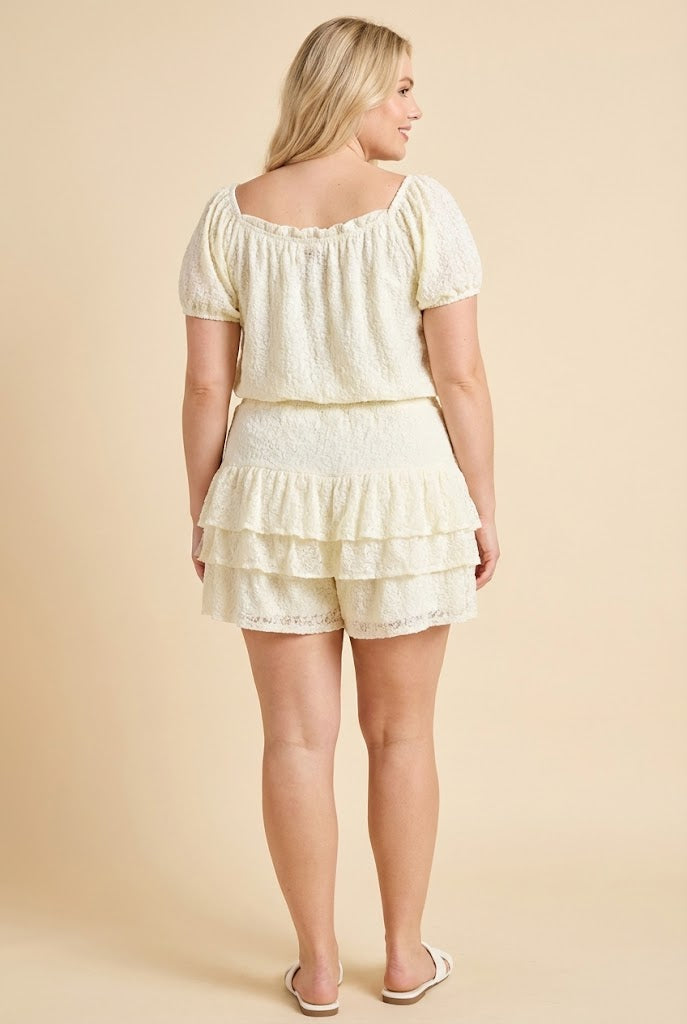 Lace Tiered Smocked Waist Shorts