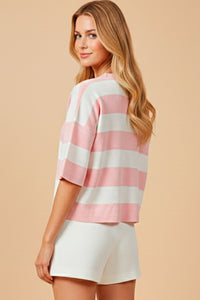 Striped Button Down Knitted Top