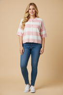 Striped Button Down Knitted Top