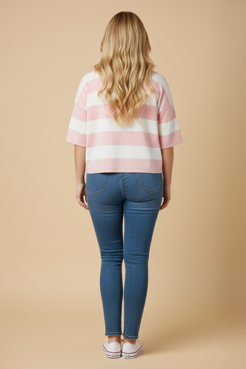 Striped Button Down Knitted Top