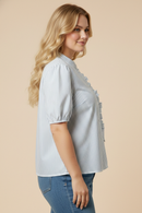 Striped Ruffle Placket Blouse