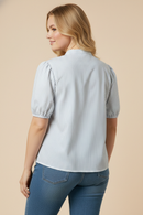 Striped Ruffle Placket Blouse