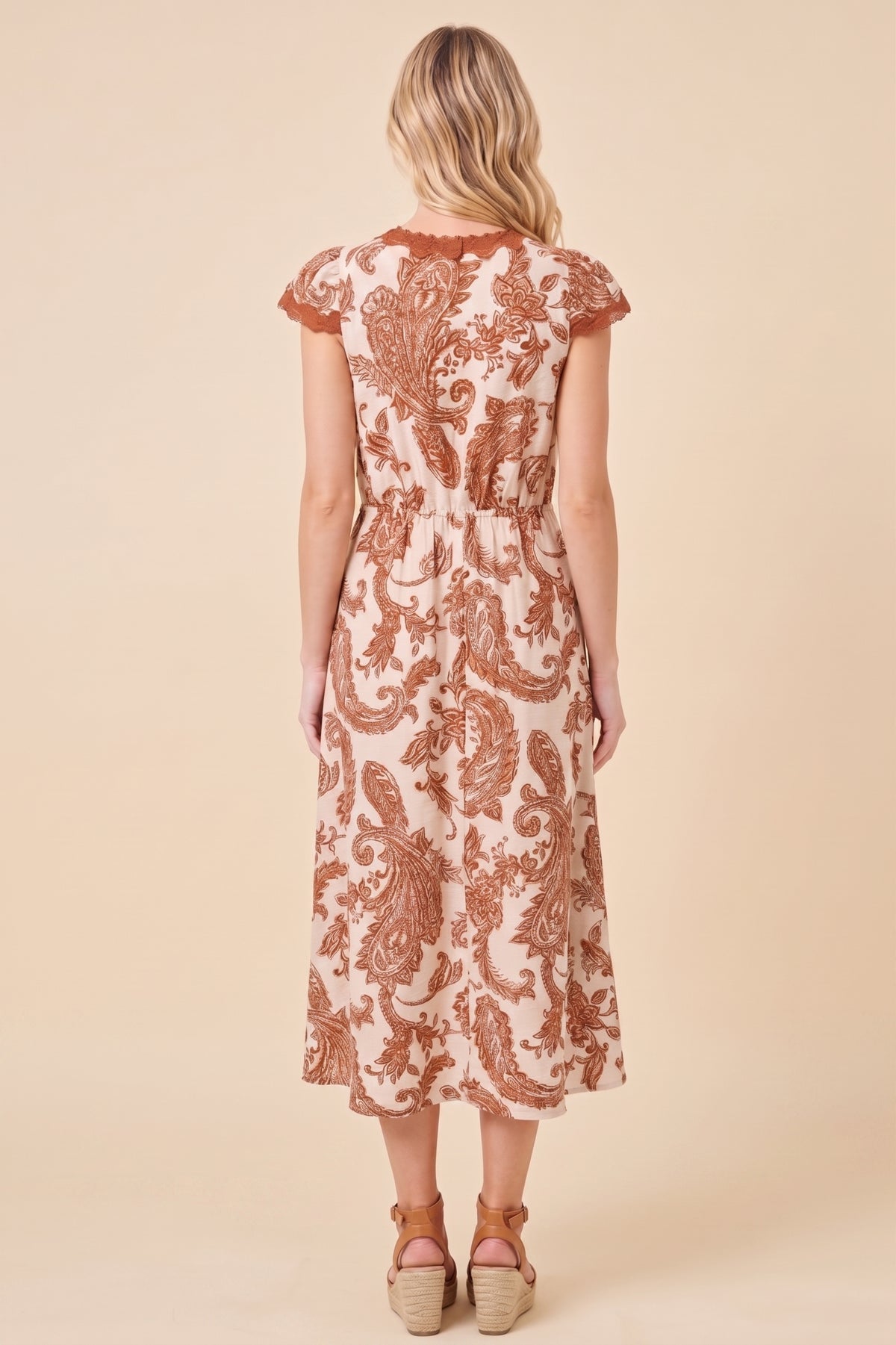 Floral Print Lace Detail Textured Sleeveless Dress