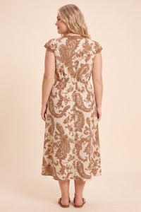 Floral Print Lace Detail Textured Sleeveless Dress