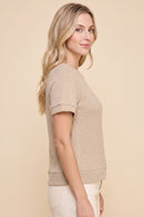 Brushed Soft Knit Banded T Shirt