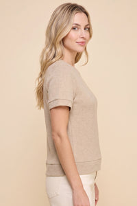 Brushed Soft Knit Banded T Shirt