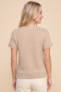 Brushed Soft Knit Banded T Shirt