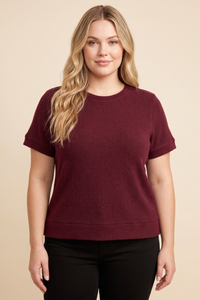 Brushed Soft Knit Banded T Shirt