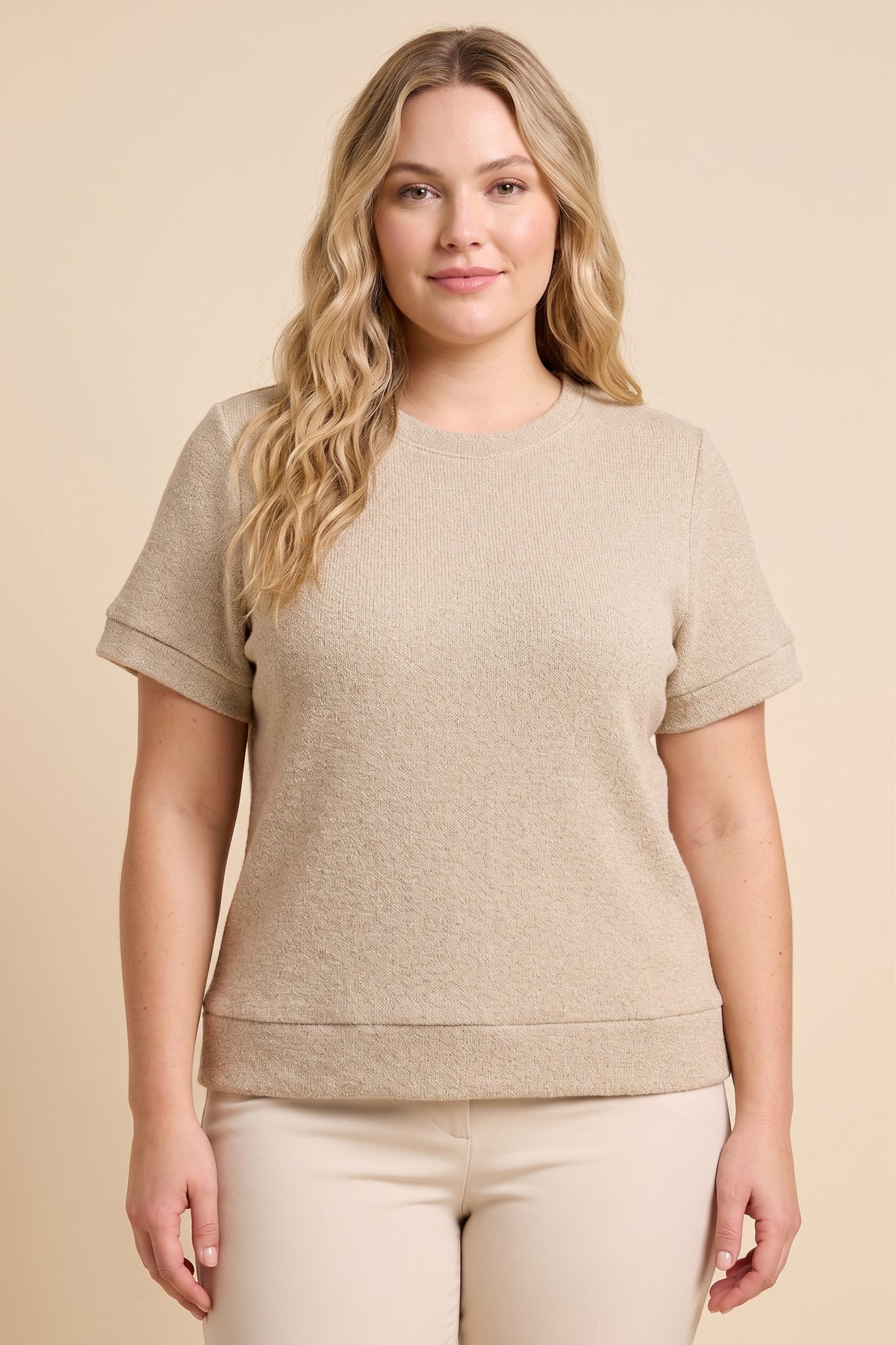 Brushed Soft Knit Banded T Shirt